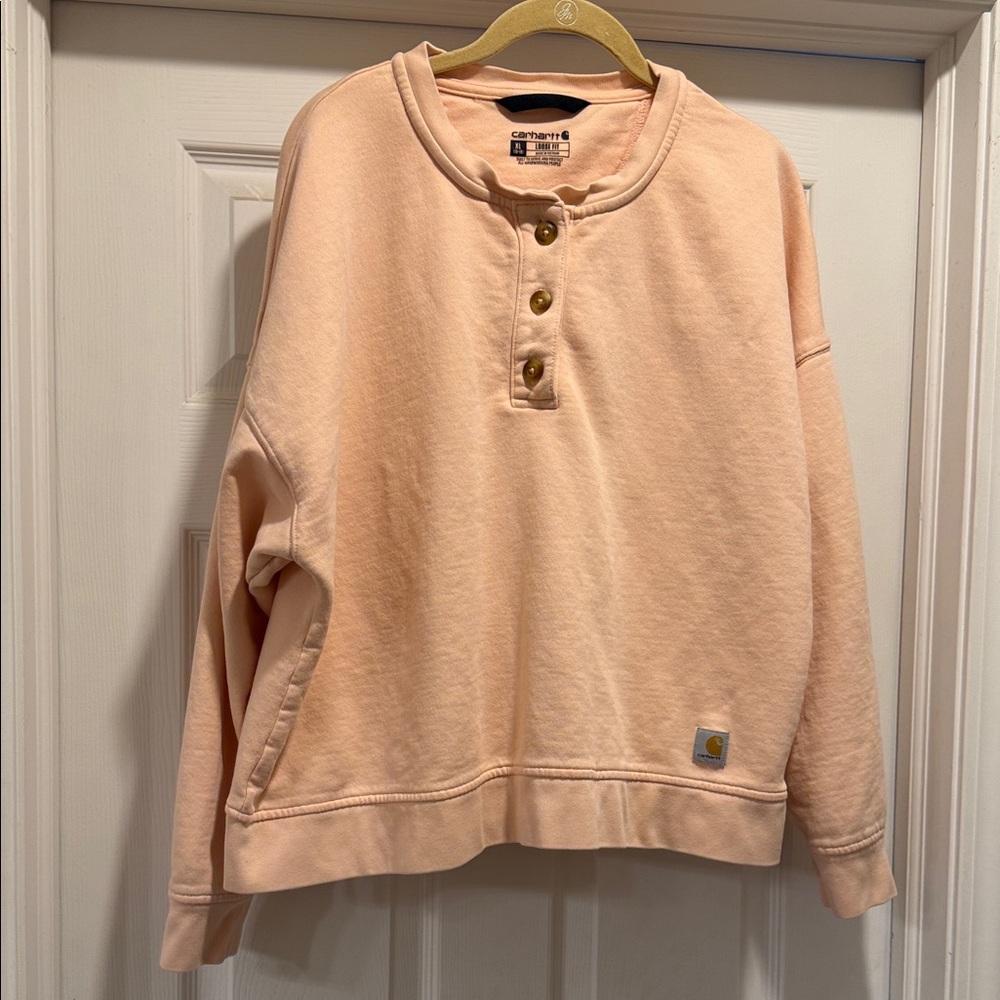 Carhartt Women's Peach Button-Front Crew Sweatshirt